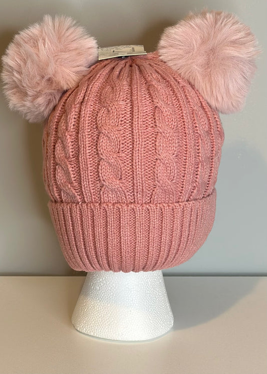 Blush Pom Pom Knitted Beanie