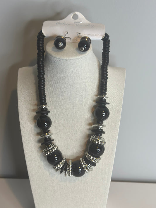 Beaded Bling Necklace and Earrings